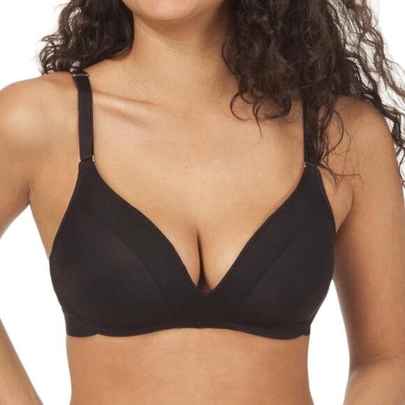 Lively Black No Wire Deep V Lightly Lined Push Up Bra Size 38D - Picture 1 of 6